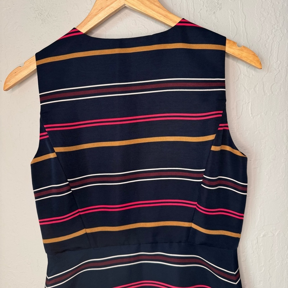 TOMMY HILFIGER Striped Zip Front A Line Dress Sleeveless Preppy Size 4 - Picture 8 of 16